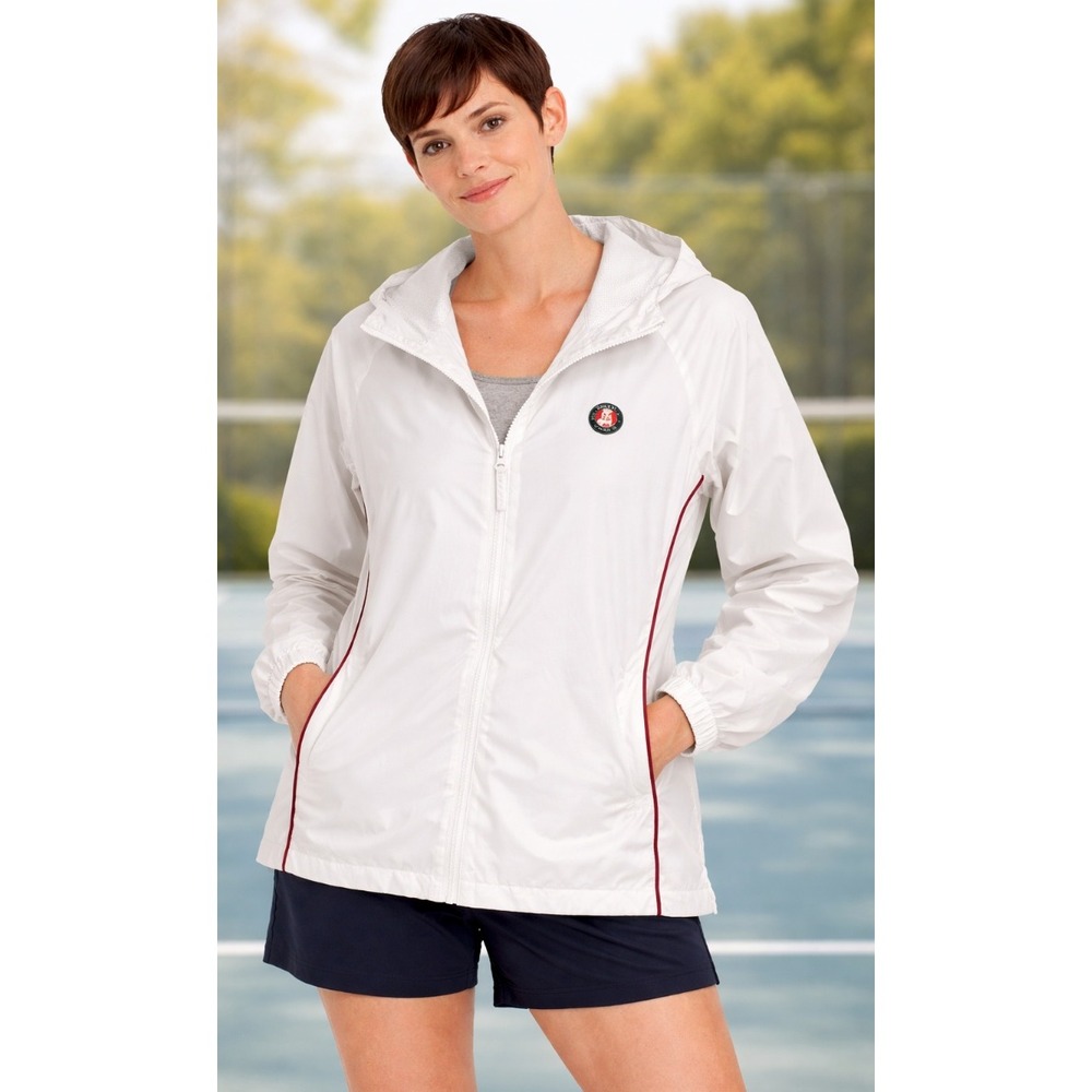 Roland Garros‎ Paris French Open Jacket White Windbreaker Hooded Womens L/XL